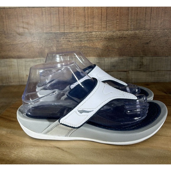 Dansko Katy 2 Thong Sandals Womens EU 39 US 8.5-9 White Gray Wedge Slip-On - Picture 2 of 10